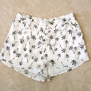 Francesca's High Waisted White Print Shorts